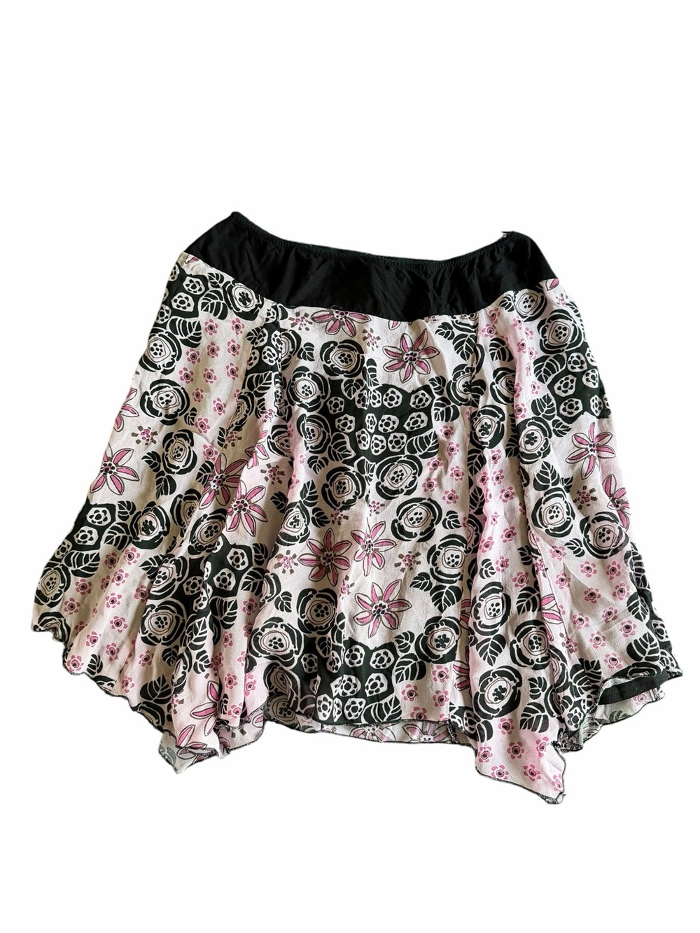 🌟Angie Pink & Black Floral Circle Flowy Summer Skirt